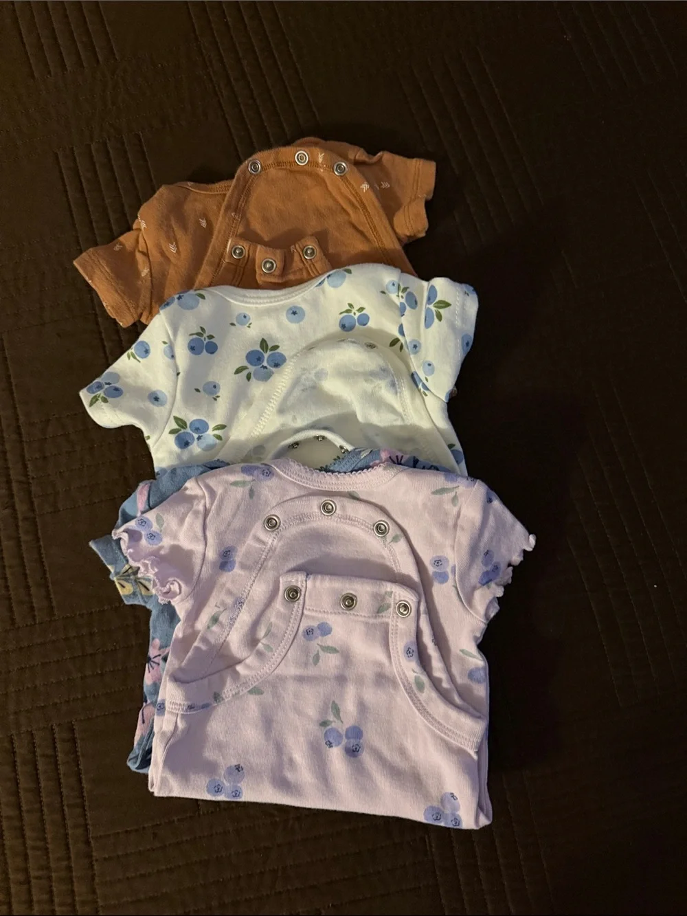 Kids Floral & Fruit Short Sleeve One-Piece Bundle - Blue, Lavender, White, Rust